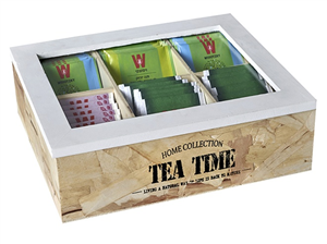"TEA TIME" מארז עץ טבעי לתה - 6 תאים