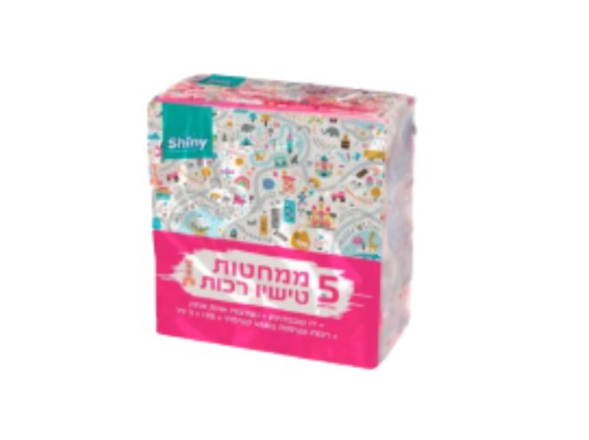 מארז 5 חבילות ממחטות טישו דו שכבתיות (100 יחידות בחבילה) - שייני