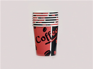 כוס חד פעמית לשתייה חמה - 8OZ - צבע אדום שחור